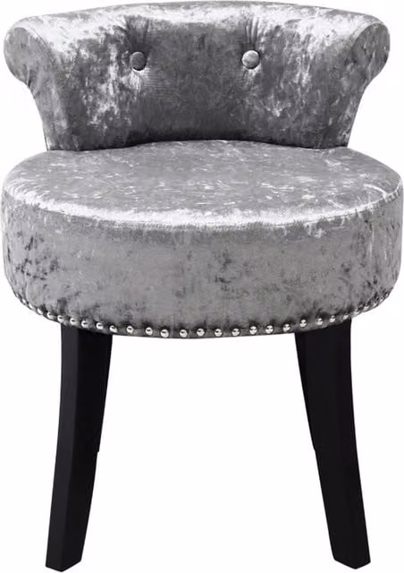 Kidkid Ice Velvet Upholstered Dressing Table Stool in Silver Grey