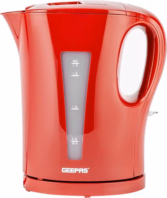 Geepas 1.7 l Cordless Electric Kettle with Rapid Boil 2200W in Red