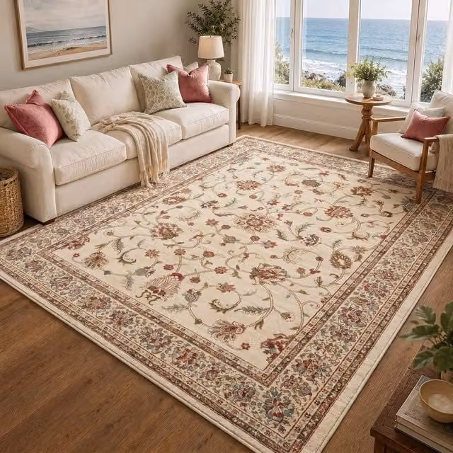 Livabliss Riley Vintage Wool Rug in Beige, Brown, Green and Black, W/D: 120 x 160 cm