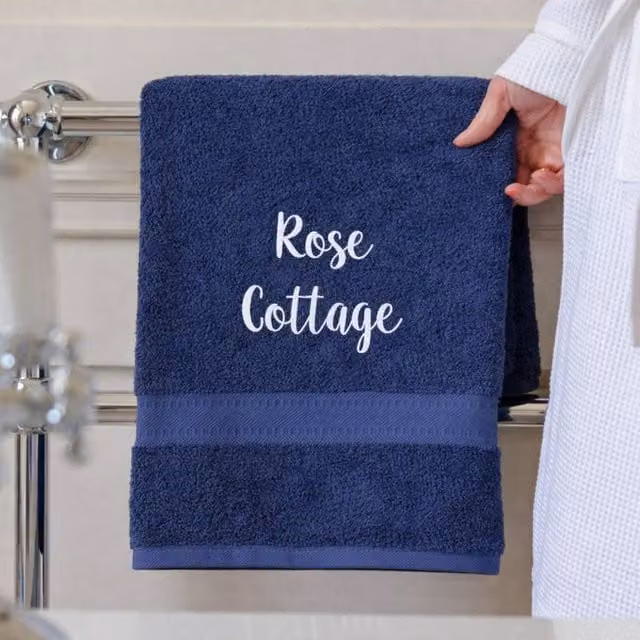 Duncan Stewart Personalised Luxury Fluffy Cotton Terry Hand Towel in Blue