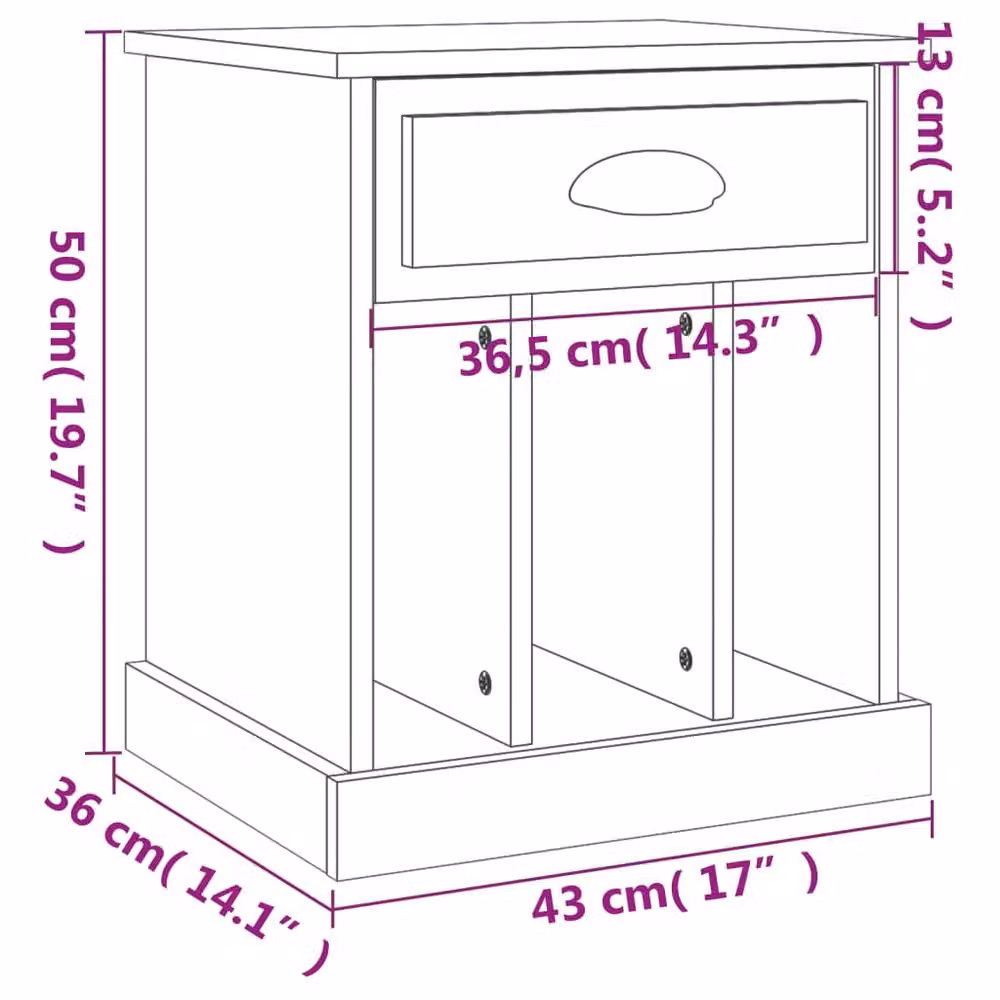 Berkfield Home Elegant Bedside Cabinets, 2 Piece Set in Brown Oak, W: 43 cm, D: 36 cm, H: 50 cm – 6