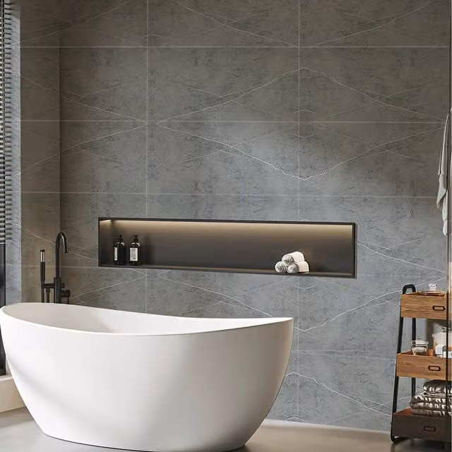 Livingandhome 10 Piece Grey Marble Peel and Stick Abstract Wall Stickers