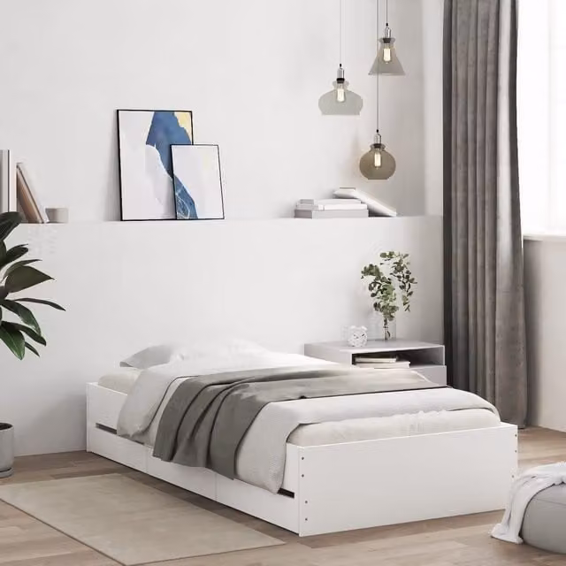 Berkfield Home Single Bed Frame with Drawers, White, W/D/H: 90 x 190 cm