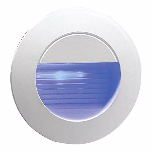 Netlighting Recessed Round LED Stair and Wall Light, Blue LED, White, IP54