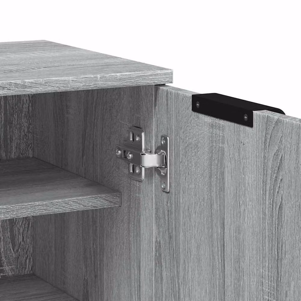 Berkfield Home Modern Grey Shoe Cabinet with Hinged Doors and Internal Shelves, W/D/H: 59 x 35 x 100 cm – 4