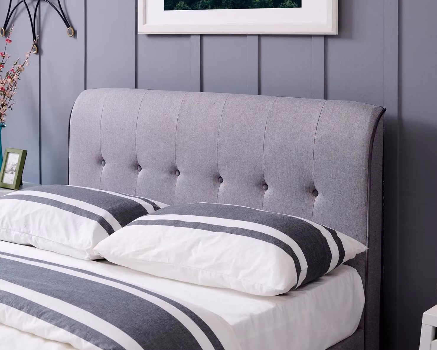 Flintshire Furniture Ltd Carmel Grey Fabric Upholstered Ottoman Bed Frame, King Size (180 x 200 cm) – 4