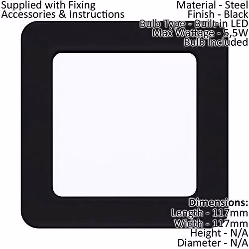 Loops 2 Pack Black Square LED Flush Downlight for Wall or Ceiling – 2
