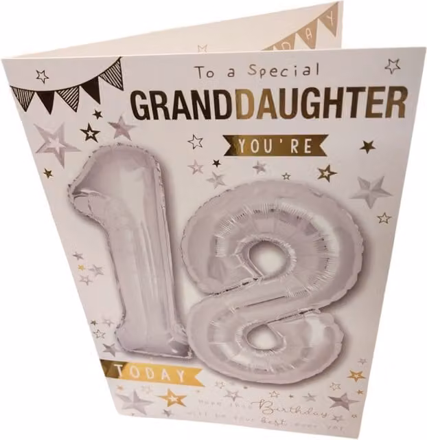 Balloon Boutique To a Special Granddaughter You're 18 Greeting Card, Multicolour