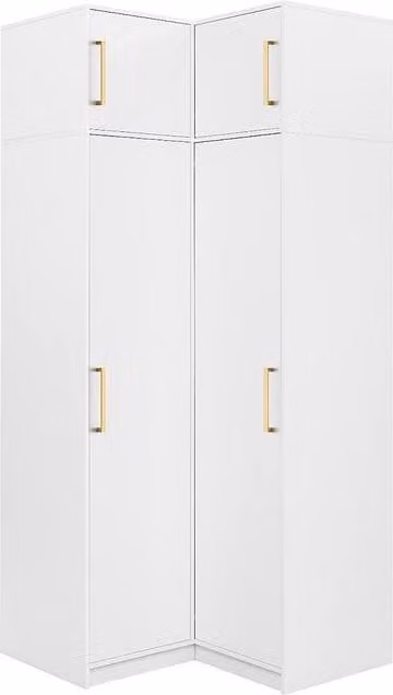 Vente-unique LIZANDRO Corner Wardrobe with 2 Doors and Extension Top, White, W: 115 cm, H: 245 cm