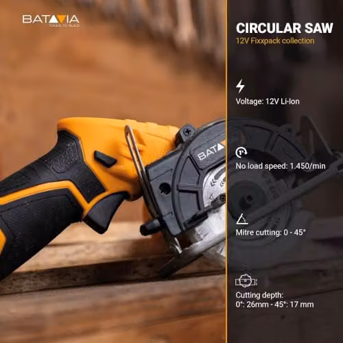 Batavia Fixxpack 12V Cordless Circular Saw 85 mm, Black – 4