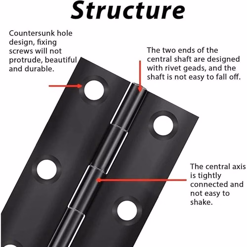 SPETLEK Black Steel Butt Hinges for Internal Doors, 1 Pair (2 Hinges) – 3