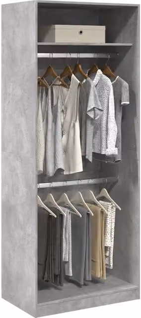 Berkfield Home Wardrobe in Concrete Grey, W/D/H: 80 x 50 x 200 cm