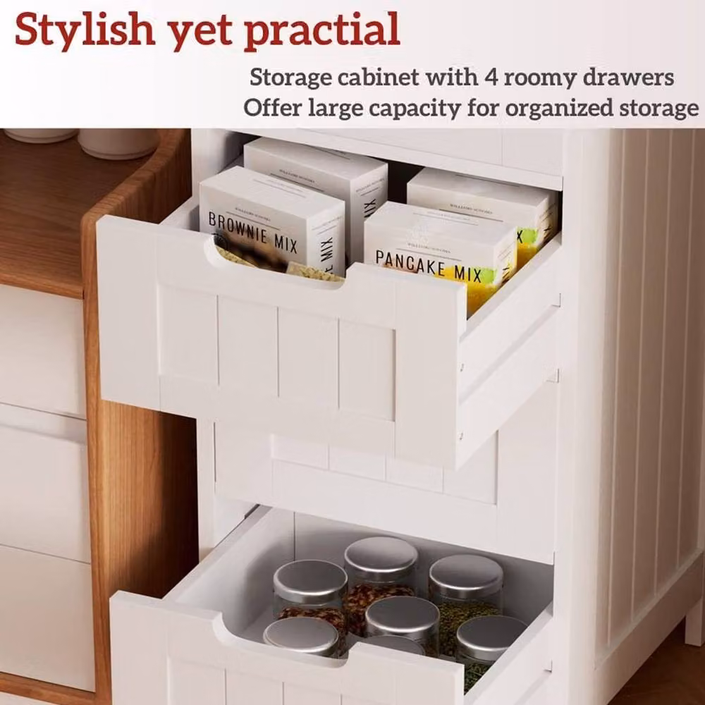 SPETLEK Modern 4 Drawer Freestanding Cabinet in White Matt MDF – 2
