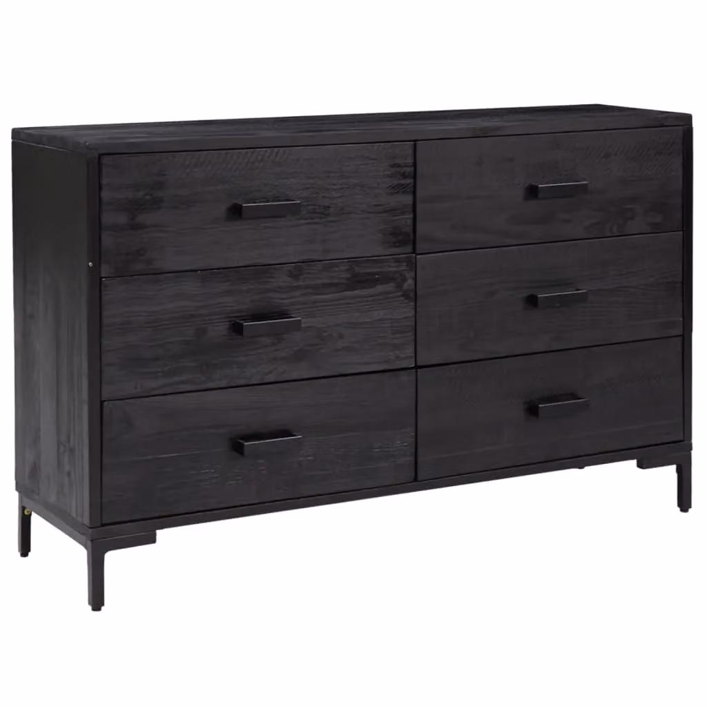 Berkfield Home Black Vintage Sideboard in Solid Pinewood and Metal, W/D/H: 110 x 35 x 70 cm – 2