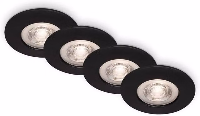 Briloner 4 Pack Black Round LED Recessed Downlights with Warm White Light