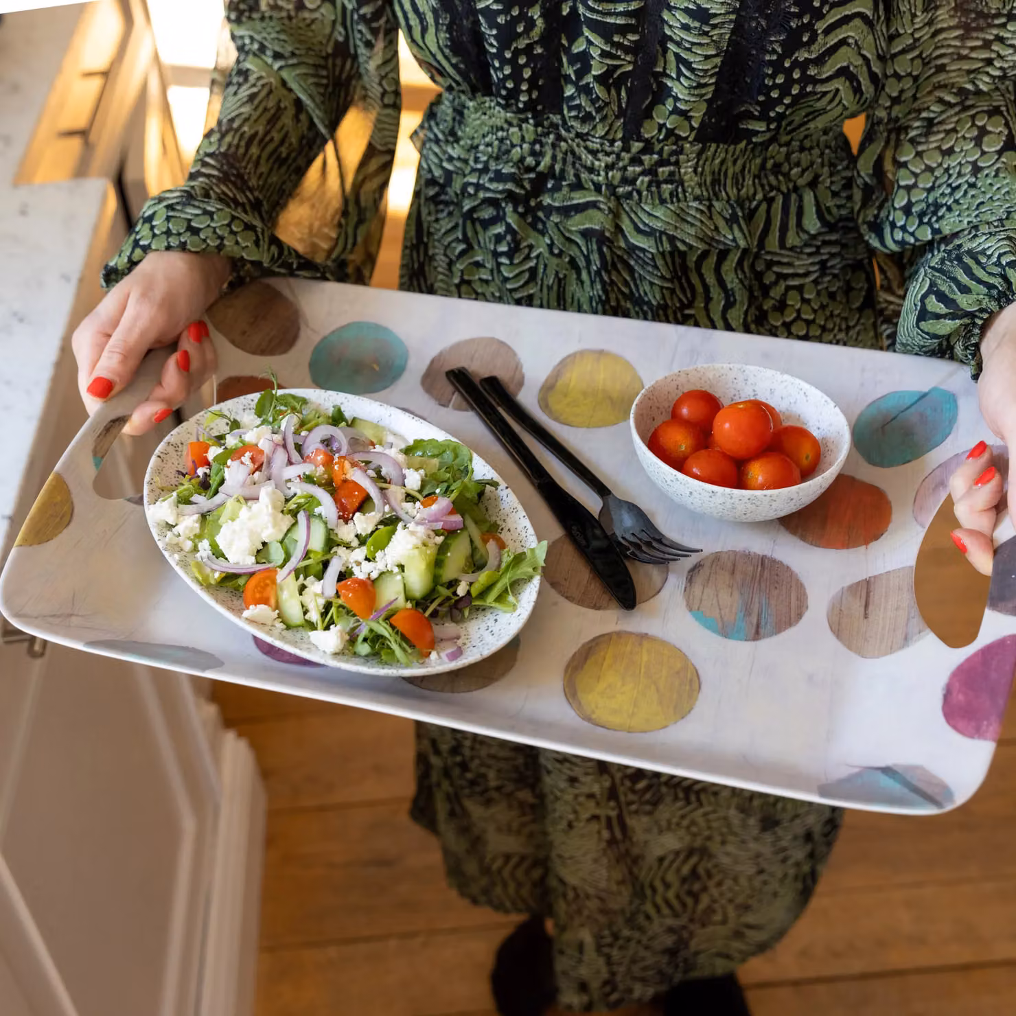 Creative Tops Retro Spots Large Rectangular Handled Melamine Tray, Multicolour, W: 47 cm, D: 33 cm – 3