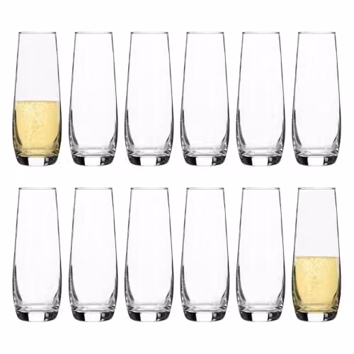 Argon Tableware Corto Stemless Champagne Flutes, 230ml, Pack of 12, Transparent – 1