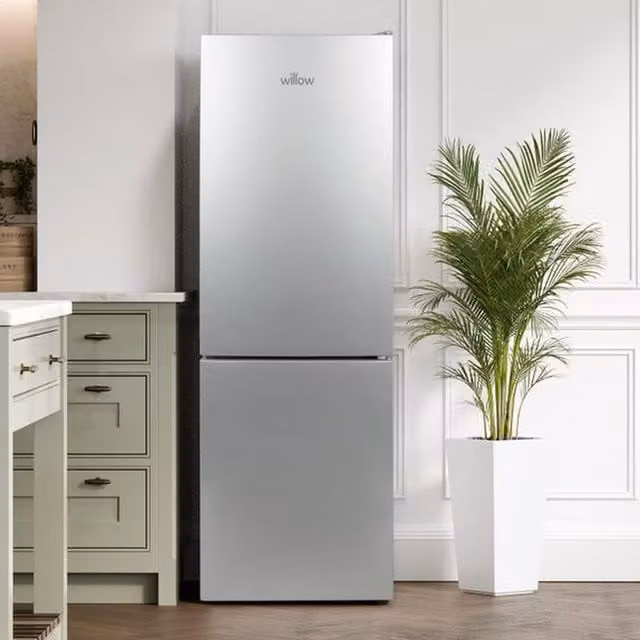 Willow Freestanding Low Frost Fridge Freezer, Silver, H 144 cm x W 60 cm x D 60 cm