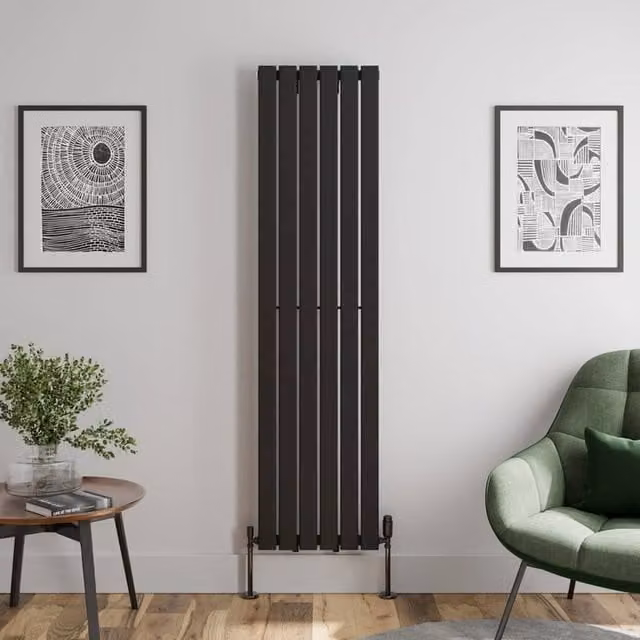 Temprazo Black Vertical Designer Radiator, H 180 cm x W 45.5 cm