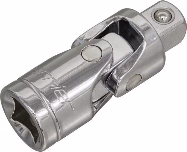 Loops 3/8 inch Square Drive Universal Joint Double Pin Moving Angled Adapter in Chrome Vanadium and Stainless Steel