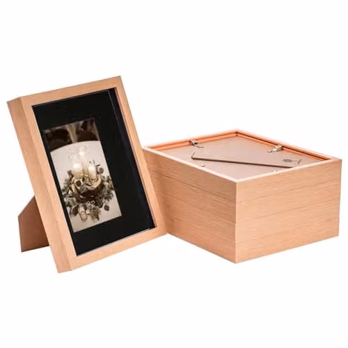 Nicola Spring 5 Piece Rectangular 3D Shadow Box Photo Frame Set with 4 x 6 inch Mount and Glass Aperture in Black, White and Brown – 1