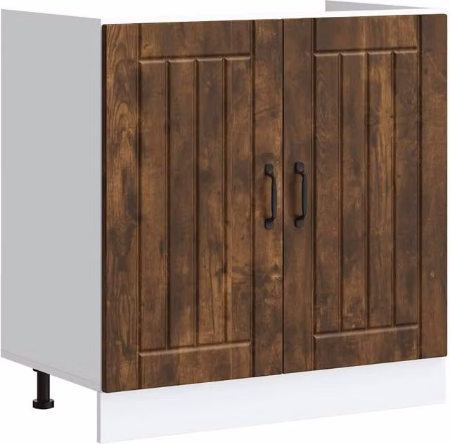 Berkfield Home Lucca Freestanding Sink Base Cabinet in Smoked Oak Brown – 1