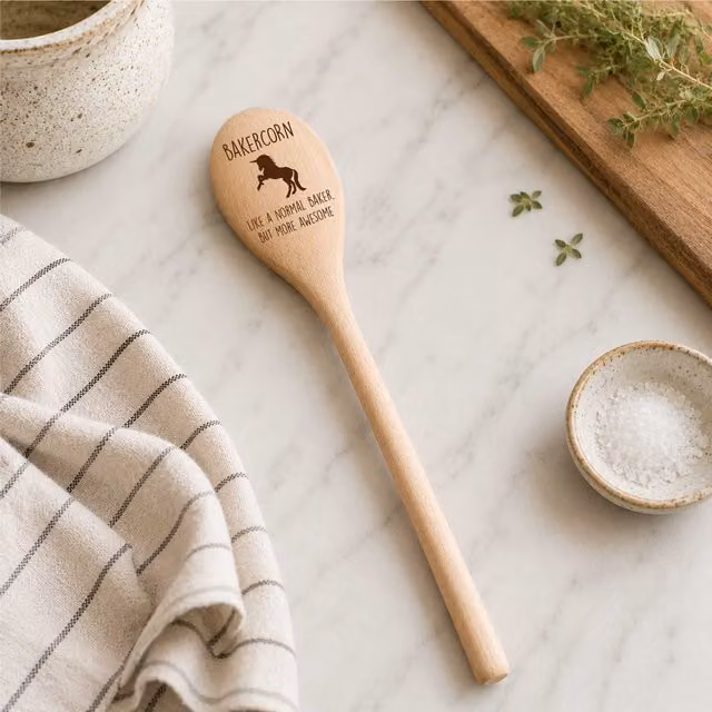 60 Second Makeover Baker Unicorn Wooden Cooking Spoon in Beige