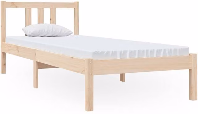 Berkfield Home Small Single Solid Wood Pine Bed Frame in Beige, W/D/H: 75 x 190 cm