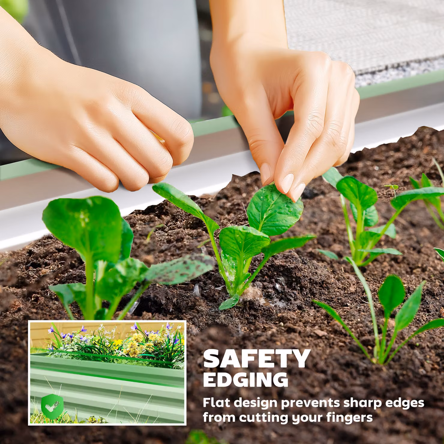 Outsunny Set of Two Green Steel Raised Planter Boxes, W/D/H: 110 x 50 x 30 cm – 5