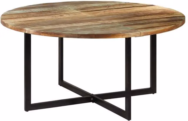 Berkfield Home Rectangular Industrial Dining Table in Brown Solid Wood, W: 150 cm, D: 75 cm