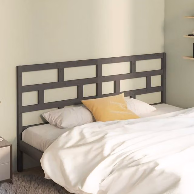 Berkfield Home Grey Solid Pine Wood Bed Headboard, W/D/H: 206 x 4 x 100 cm