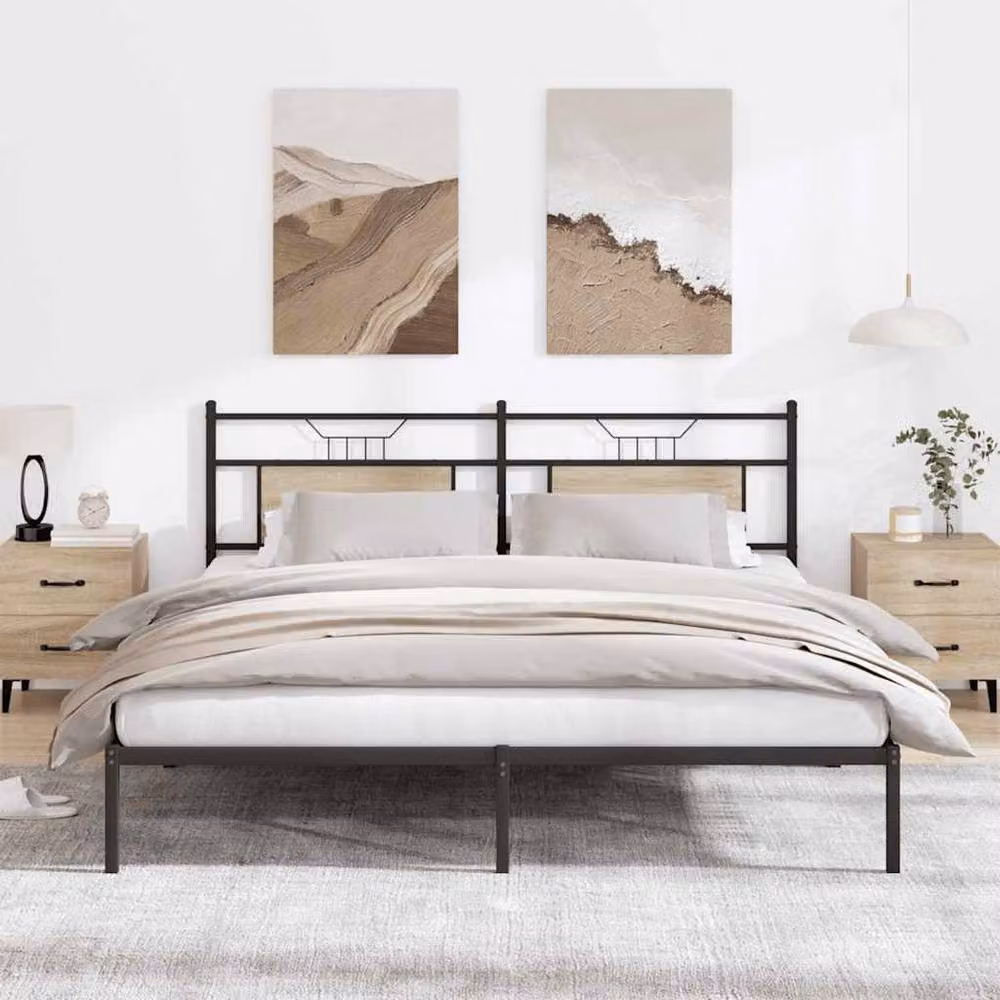 Berkfield Home Decorative Bed Frame in Sonoma Oak and Brown, W/D/H: 160 x 200 x 91.5 cm – 2