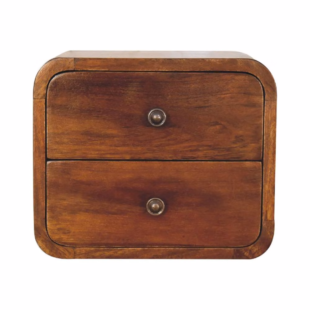 Wyld Haus Kamala Floating Mango Wood Bedside Table with 2 Drawers in Brown – 2