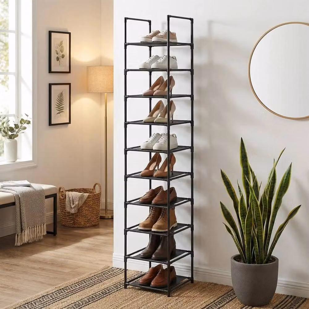 KORVIXA 10-Tier Black Metal Shoe Rack for Hallways – 3