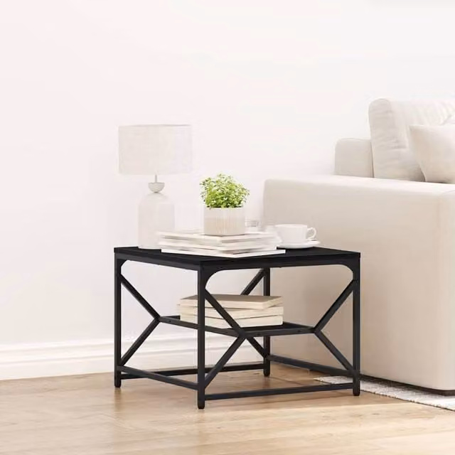 Berkfield Home Black Oak Coffee Table with Shelf, W/D/H: 51 x 50 x 40 cm – 1