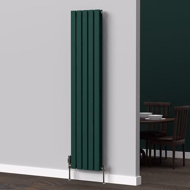 Lux Heat Flat Coloured Vertical Radiator in Green, H 160 cm x W 35 cm
