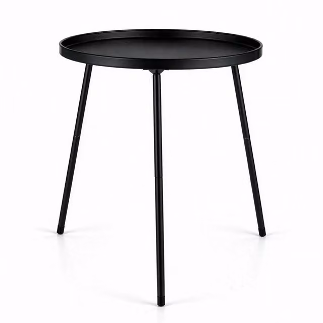 KORVIXA Black Round Metal Side Table