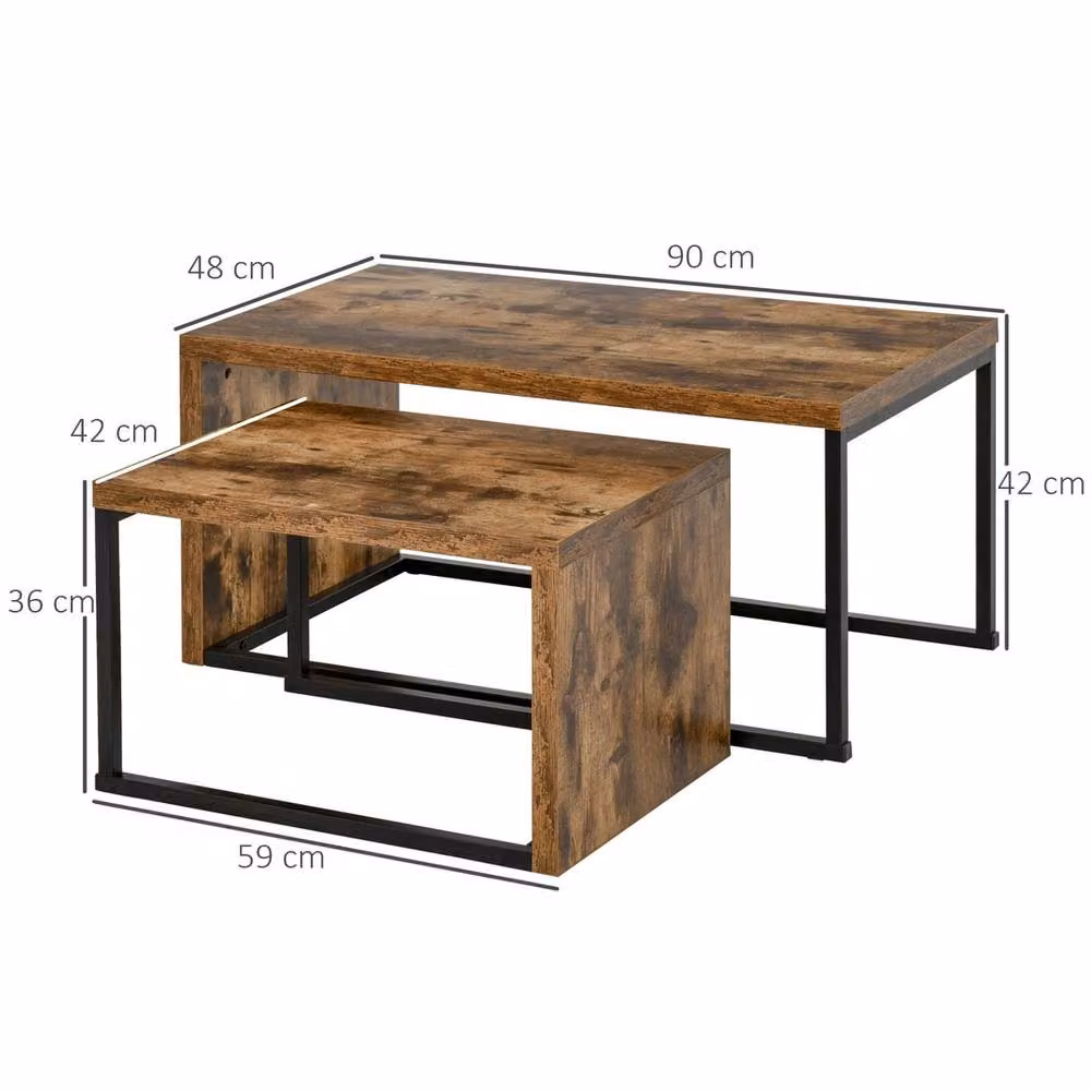 Havendro Set of 2 Nesting Coffee and Side Tables in Brown – 2