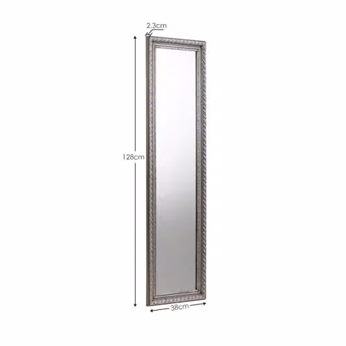 Julian Bowen Allegro Rectangular Wall Mirror in Silver/Grey, H 128.0 cm x W 38.0 cm x D 3.0 cm – 2
