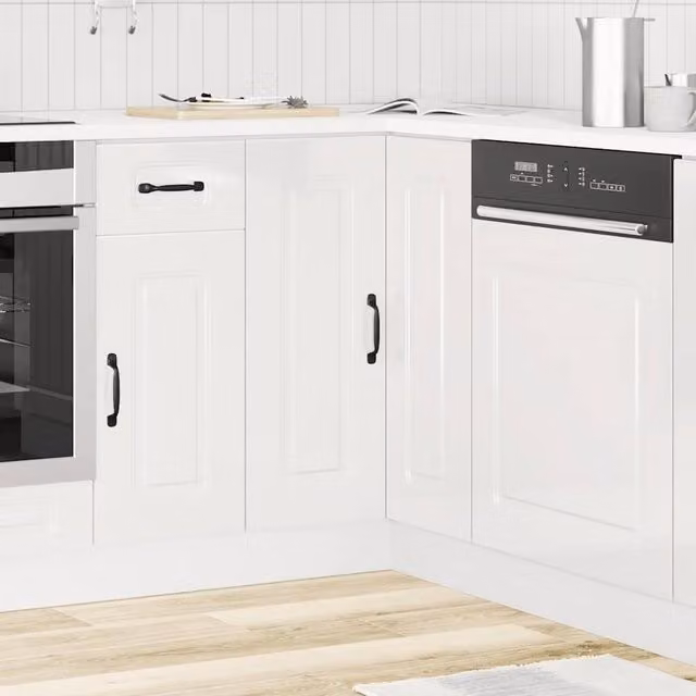 Berkfield Home Kalmar High Gloss White Kitchen Corner Base Cabinet