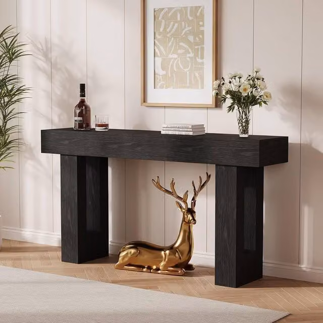 London Boutique Black Wood Console Table, W: 160 cm