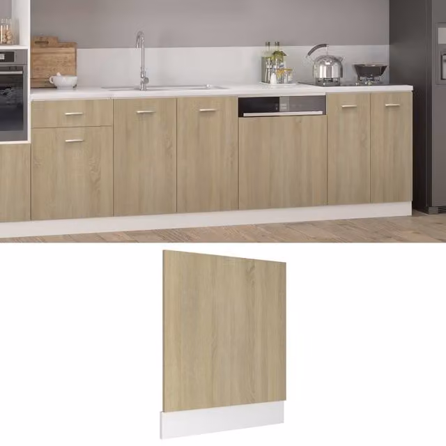 Berkfield Home Dishwasher Panel in Sonoma Oak Brown, W/D/H: 59.5 x 3 x 67 cm