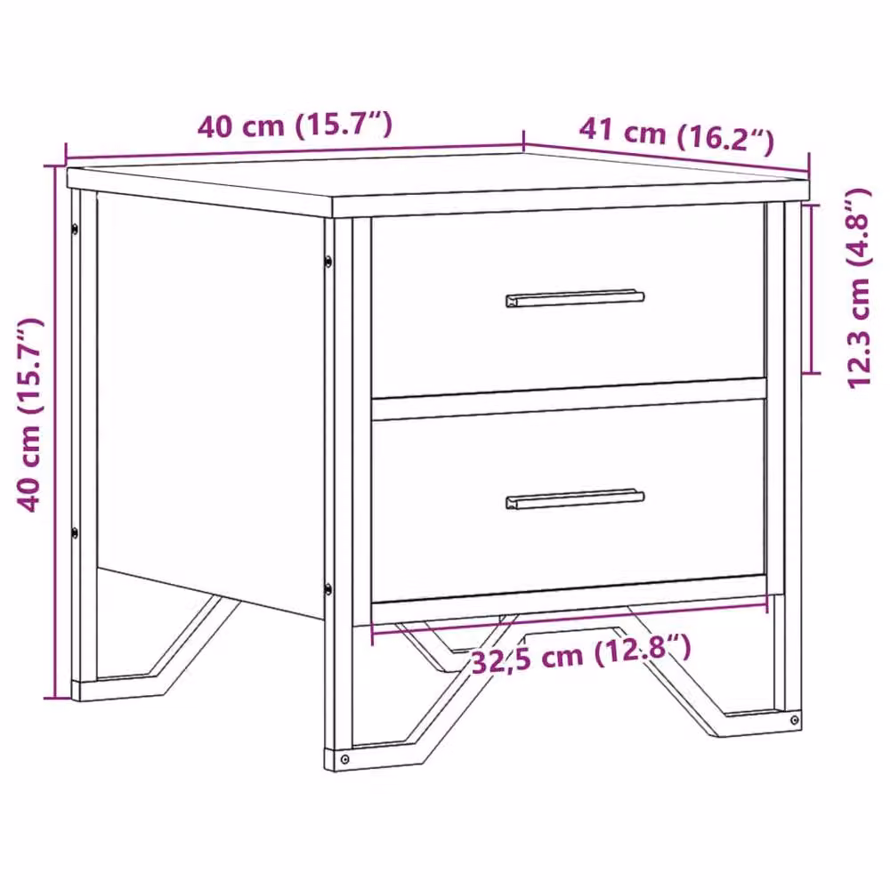 Berkfield Home Modern Bedside Cabinet in Brown Oak, W/D/H: 40 x 41 x 41 cm – 7
