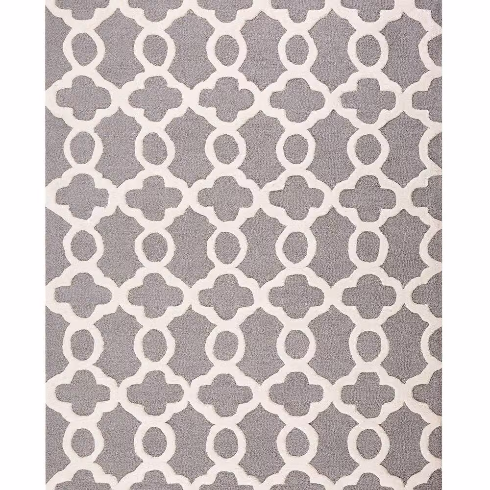 Wyld and Coco Grey and Beige Hand-Tufted Wool and Cotton Geometric Rectangular Rug W: 140 cm, L: 200 cm – 2