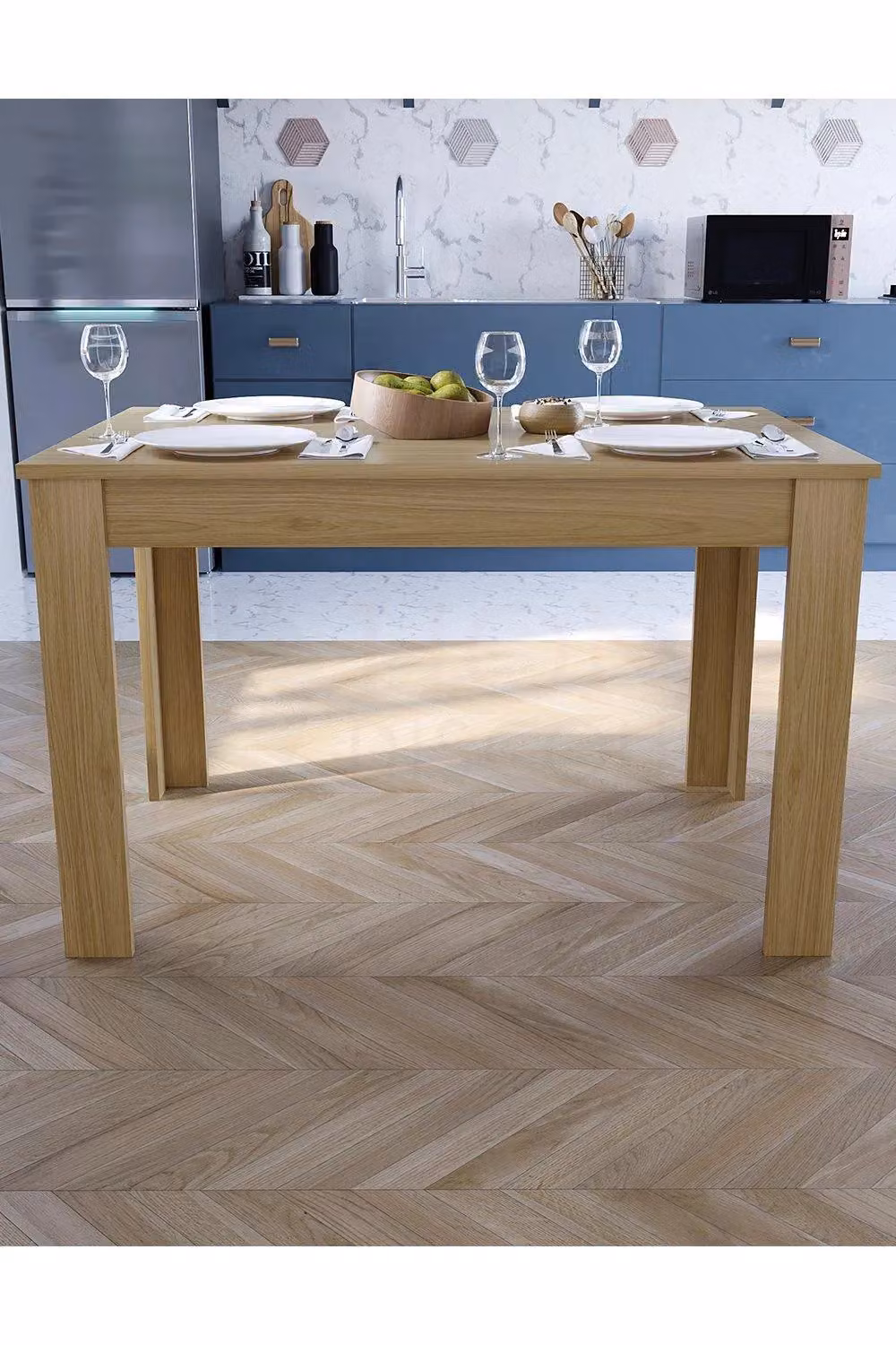 Vida Designs Medina 4 Seater Rectangular Dining Table in Light Oak – 3