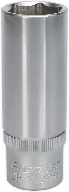 Loops 21mm Deep Drive Socket, 1/2 inch Square Drive, Silver Chrome Vanadium Steel – 1