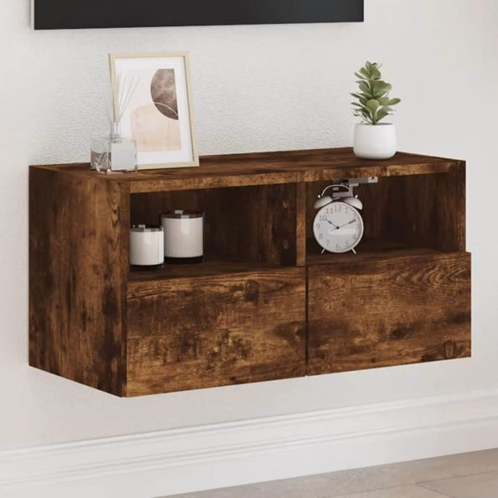 Berkfield Home Modern TV Wall Cabinet in Smoked Oak Brown, W/D/H: 60 x 30 x 30 cm – 2