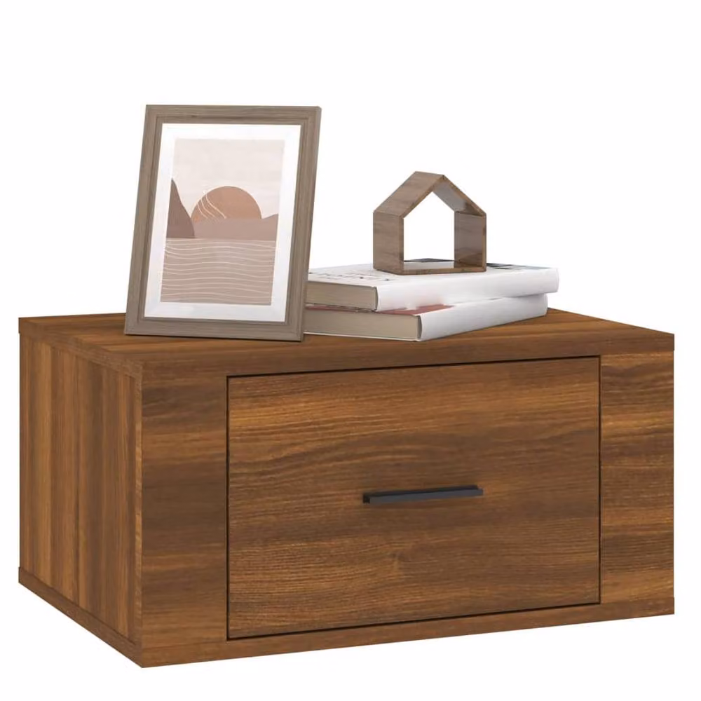 Berkfield Home Elegant Wall-mounted Bedside Cabinets, 2 Pieces, Brown Oak, W: 50 cm, D: 36 cm, H: 25 cm – 4