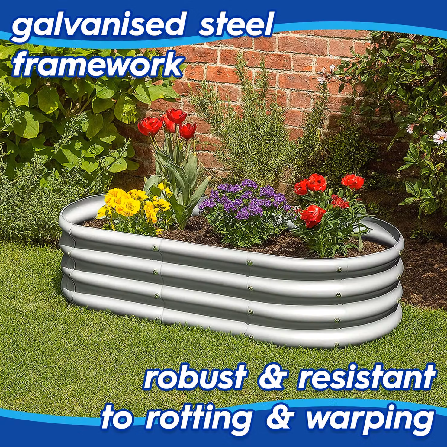 Harbour Housewares Set of 2 Raised Garden Beds, Galvanised Steel Bottomless Planters in White or Beige, W: 120 cm, D: 60 cm, H: 45 cm – 2