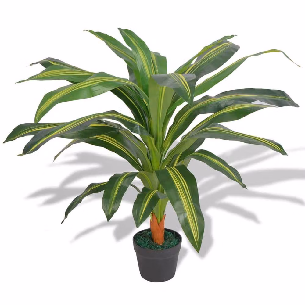 Berkfield Home Artificial Potted Dracaena Plant in Green and Yellow, Height: 90 cm – 2